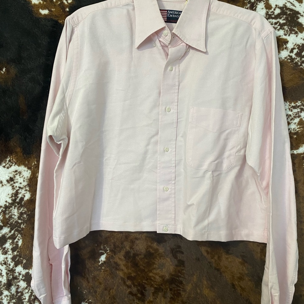 Vintage Pink American Embassy Rework Crop - Picture 3 of 4